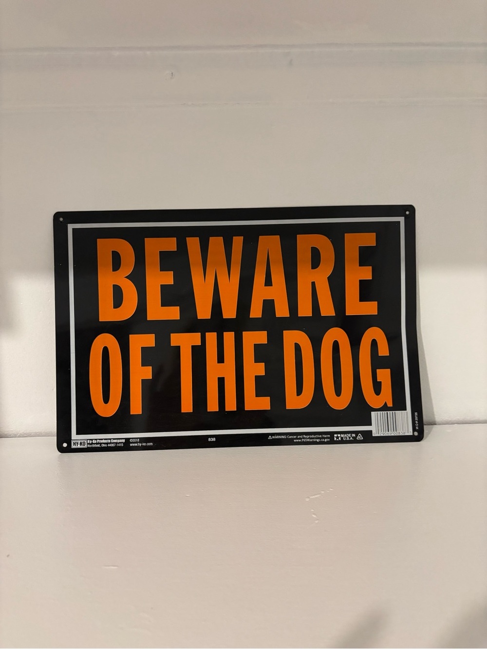 Beware of the Dog Sign - Black & Orange Metal Sign